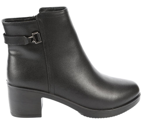 Ghete casual, dama, FORMAZIONE, 1583-210 negru, piele naturala, cu toc